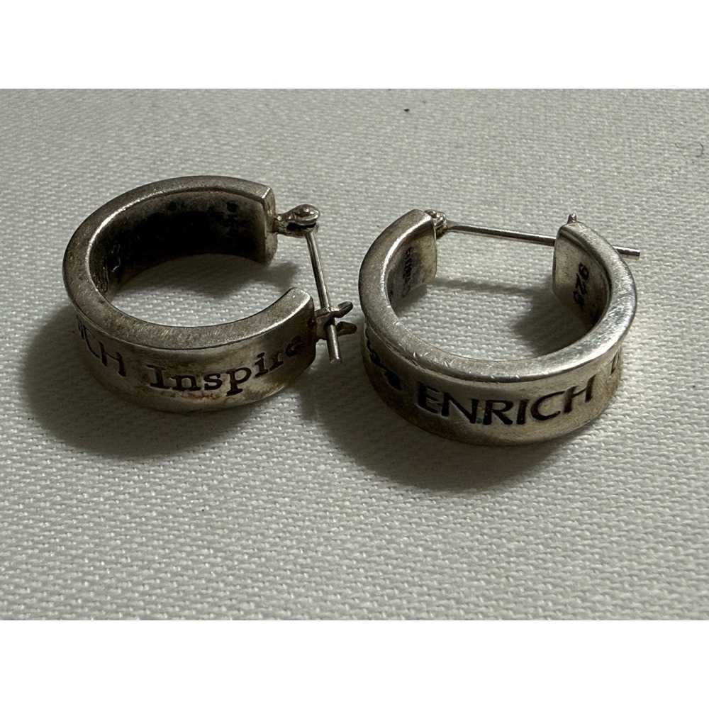 Creative Memories Signed Preserve Enrich Inspire 20 Year Hoop Earrings 925